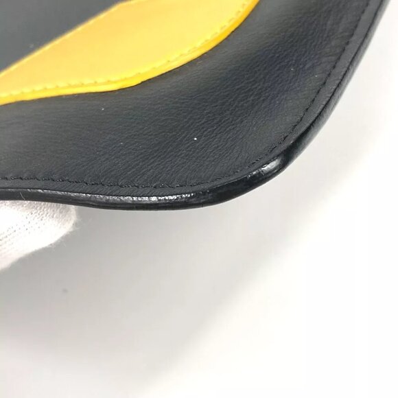 FENDI 7N0078 monster pouch bag Clutch bag Leather Black/yellow - Picture 8 of 15